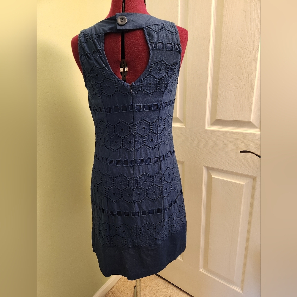 Boutique Deep Royal Blue Dress with Cut Out Overlay